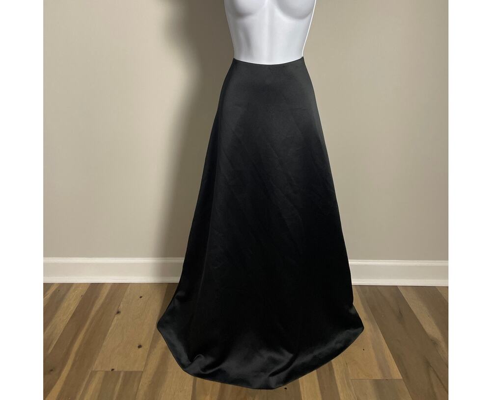 Ann Taylor Black Satin High‑Waist Maxi Skirt Fully Lined Size 4